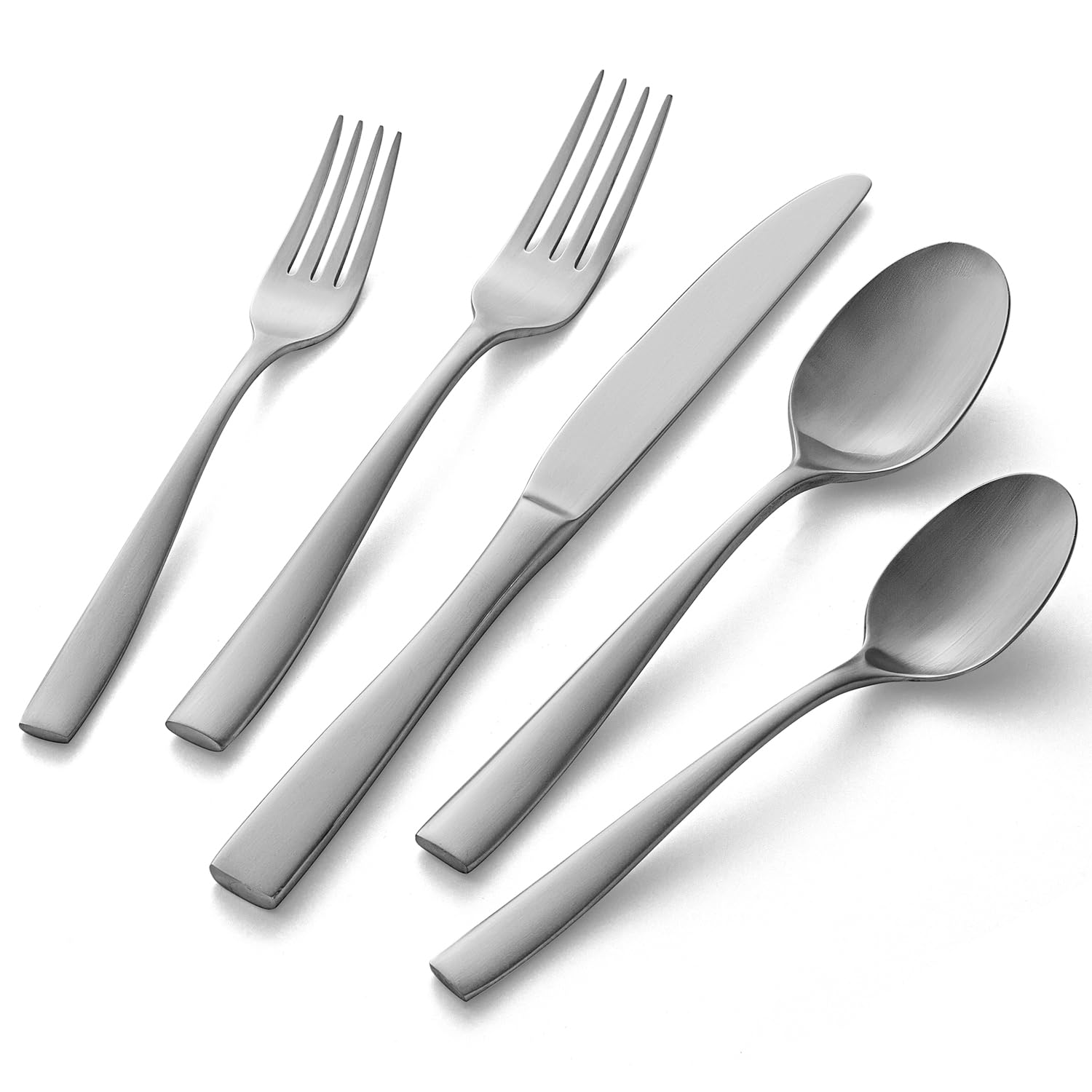 Photo 1 of *MISSING KNIFE* HIKAA 40-Piece Silverware Set Service for 8, Heavy Duty Stainless Steel Flatware Set with Extra Thickness, Matte Satin Cutlery Set Dishwasher Safe