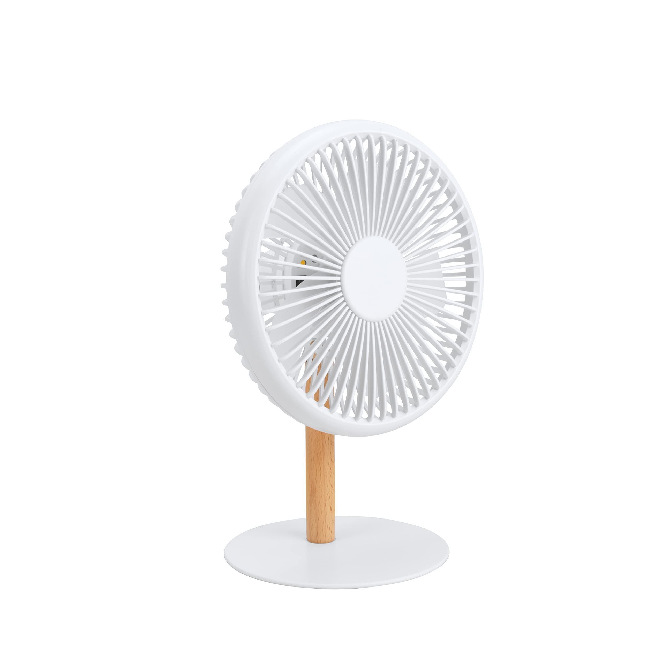 Gingko Beyond Detachable Desk Ultra quiet Desk Fan/Light, Remote Control or button, 3 cool wind speed, USB-C charging, hanging fan and light with premium wooden stand (Cream White)