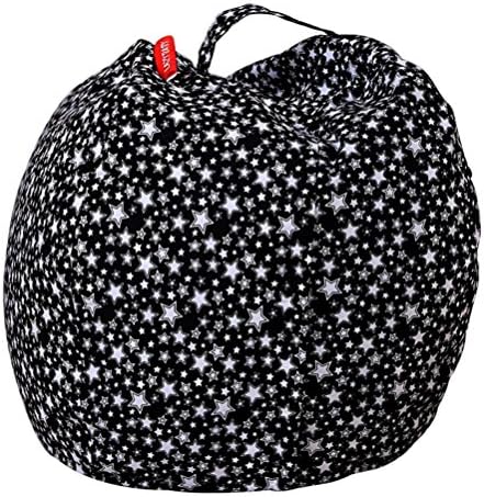 Albatron Kids Stuffed Animal Plush Toy Storage Bean Bag Soft Pouch Stripe Fabric Chair Red (I)
