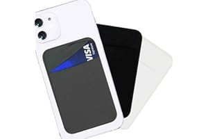 Meroqeel Cell Phone Wallet Stick on Back of iPhone Case, 3 Pack Sticky Phone Card Holder Sleeve, Credit Business ID Cards Wallets Pocket - Black White Grey