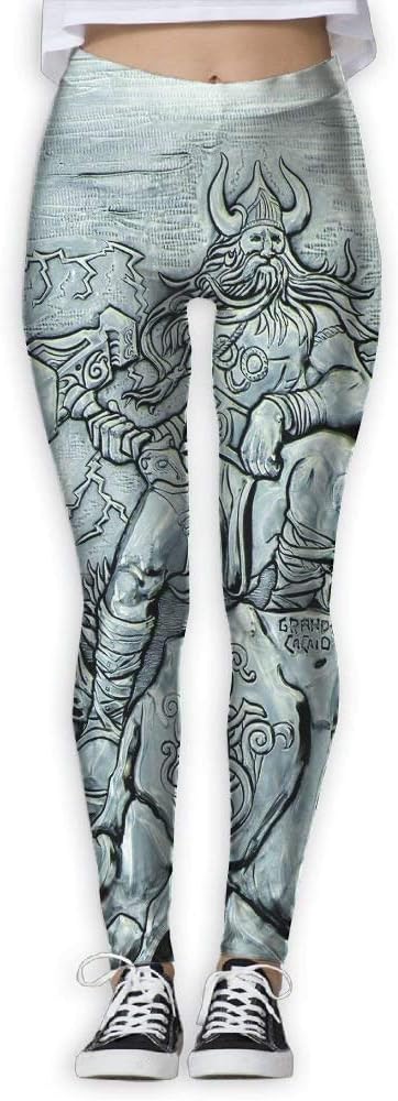 DLing Proud Thor And His Shield Norse Mythology Women's Straight Yoga Pants Stretch Slim Skinny Solid Trousers Sports Pants