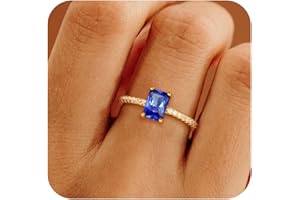 Honsny Gold Birthstone Rings for Women Non Tarnish Wedding 14K Gold Plated Emerald Engagement Promise Rings Cubic Zirconia Stackable Dainty Gemstone Pinky Eternity Band Ring Jewelry Birthsday Gifts