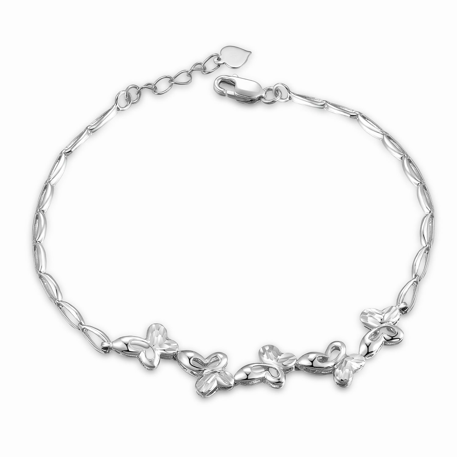 14K White Gold DiamondCut Flying Butterfly Connected