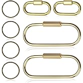 4Pcs Gold Key Ring Durable Gold Carabiner Clip with Secure Heavy Duty Screw Lock Keychain Accessories for Bag Charm Pet Tags Handbags
