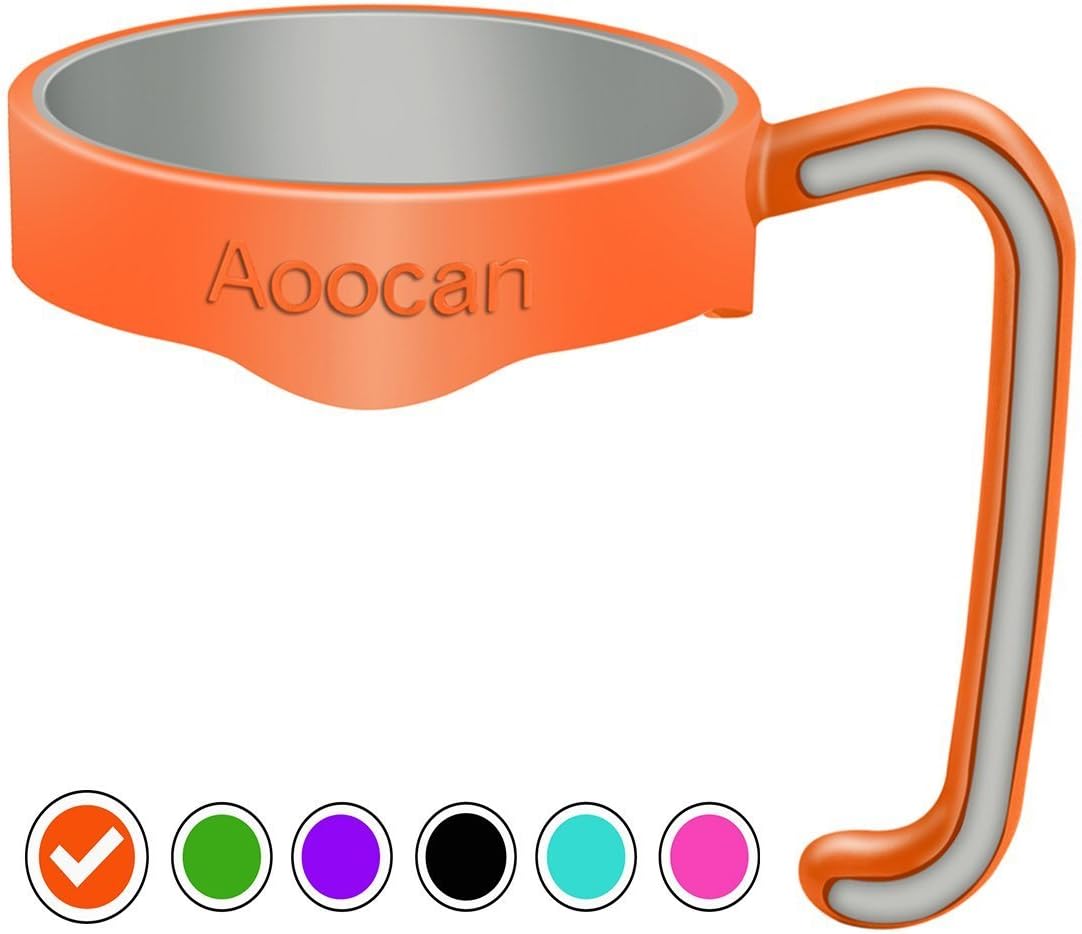 Aoocan Handle for Yeti Rambler 20 oz Tumblers, Rtic, Sic Cup Ozark Trail and more Tumbler mug (Orange)