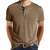Olidarua Mens Casual Short Sleeve Henley Shirts Fashion Button T Shirts with Pocket
