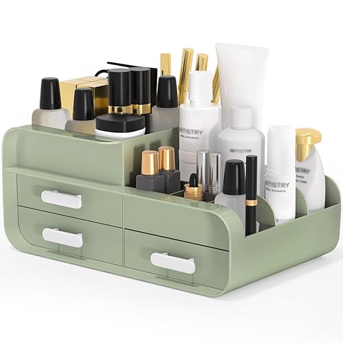 Makeup Organiser Desk Cosmetic Organisers Large Capacity Make Up Storage Box Skincare Organizer for Vanity, Beauty, Lipstick, Jewelry, Ideal Makeup Case for Dressing Table, Desktop, Bathroom, Bedroom