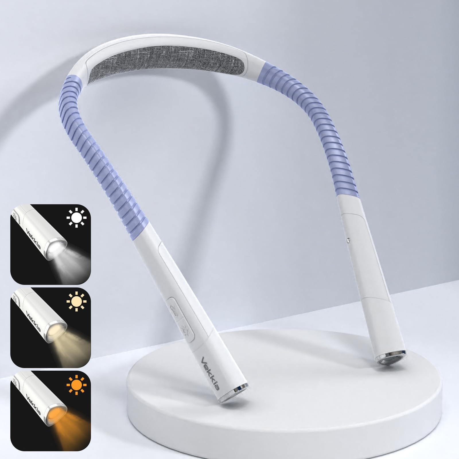 Photo 1 of Vekkia LED Neck Reading Light Rechargeable, Book Light for Reading in Bed, 3 Colors & 5 Brightness Adjustable, Long Lasting. Great for Knitting, Camping & Repairing