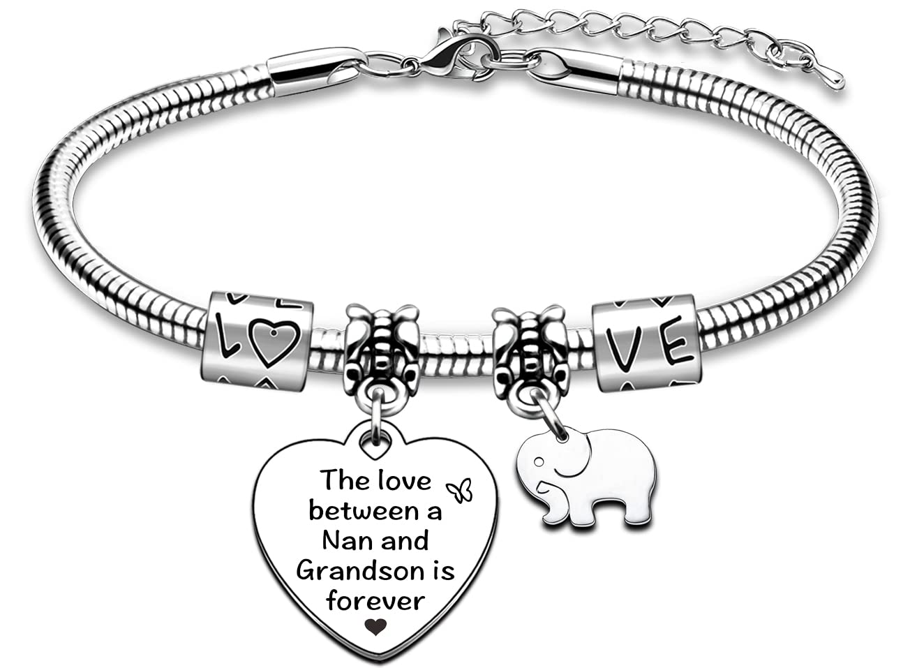 AMZQ Nan Gifts Nan Bracelet Great Nan Gifts from Grandson Nan Birthday Gifts Christmas Bracelet Present for nan nanny nana