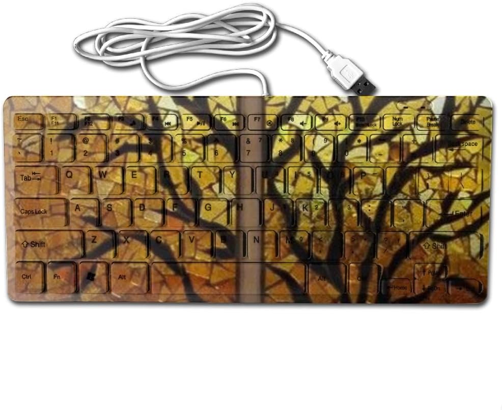 JIAU HUA Gold Stained Glass Tree Keyboards Ultrathin Mini Keyboards Custom Computer Accessories Stylish Gaming Keyboards For Laptop