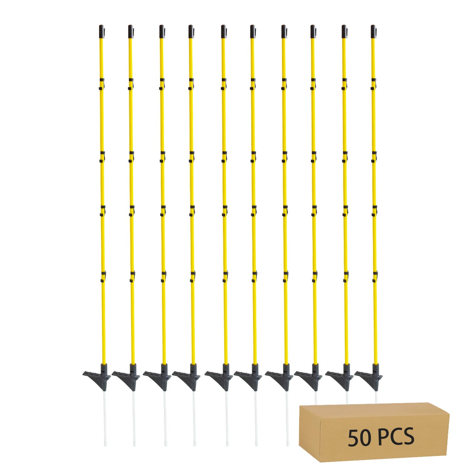 Photo 1 of Fiberglass Step in Electric Fence Posts 46 Inches, Temporary Fence Stakes for Cows, Sheep, Dog, Garden Protection, Portable Fence Ideal for Temporary Fencing or Electric Fencing-50 Pack