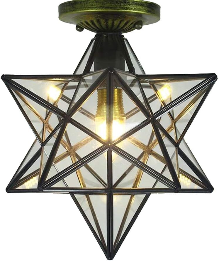 12 Inch Moravian Star Flush Mount Ceiling Light Fixture For