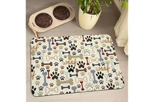 Zoeeya Dog Food Mats for Floors Waterproof, Dog Cat Water Bowl Mats Pet Feeding Absorbent Mat Dog Cat Pet Placemats for Food and Water Beige 12 * 20 inch