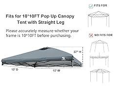 10x10 Pop Up Canopy Replacement Top Cover with Air