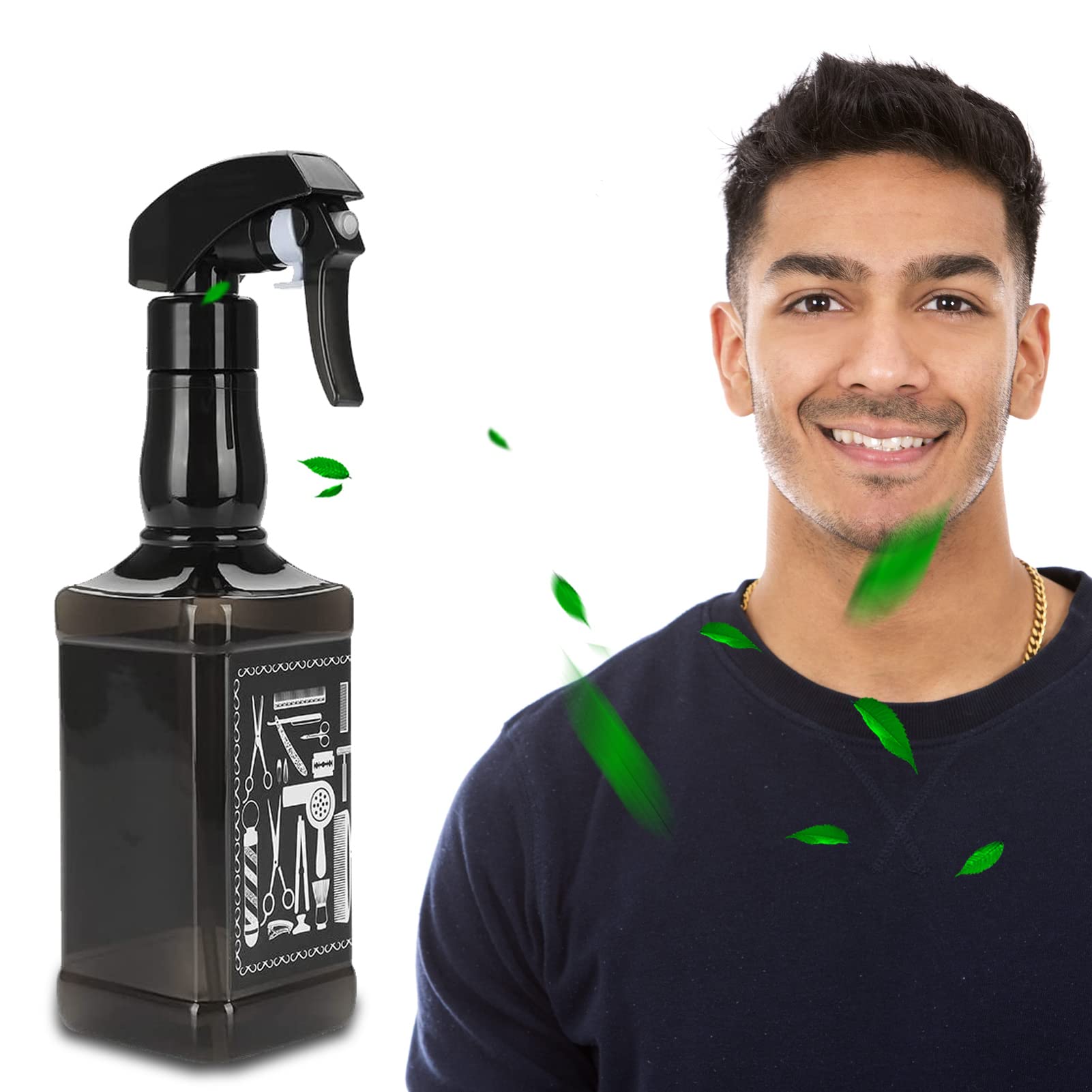 Sonew 500 ml Plastic Spray Bottle, Hairdressing Sprayer Salon Barber Barber Hairstyling Sprayer Hair Tools Flower Planting Tool(Black)