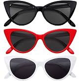 OWL 3 Pairs Cat Eye Sunglasses for Women, UV Protected Retro Sunglasses Womens, Beautiful Patterns Cateye Shades for Women