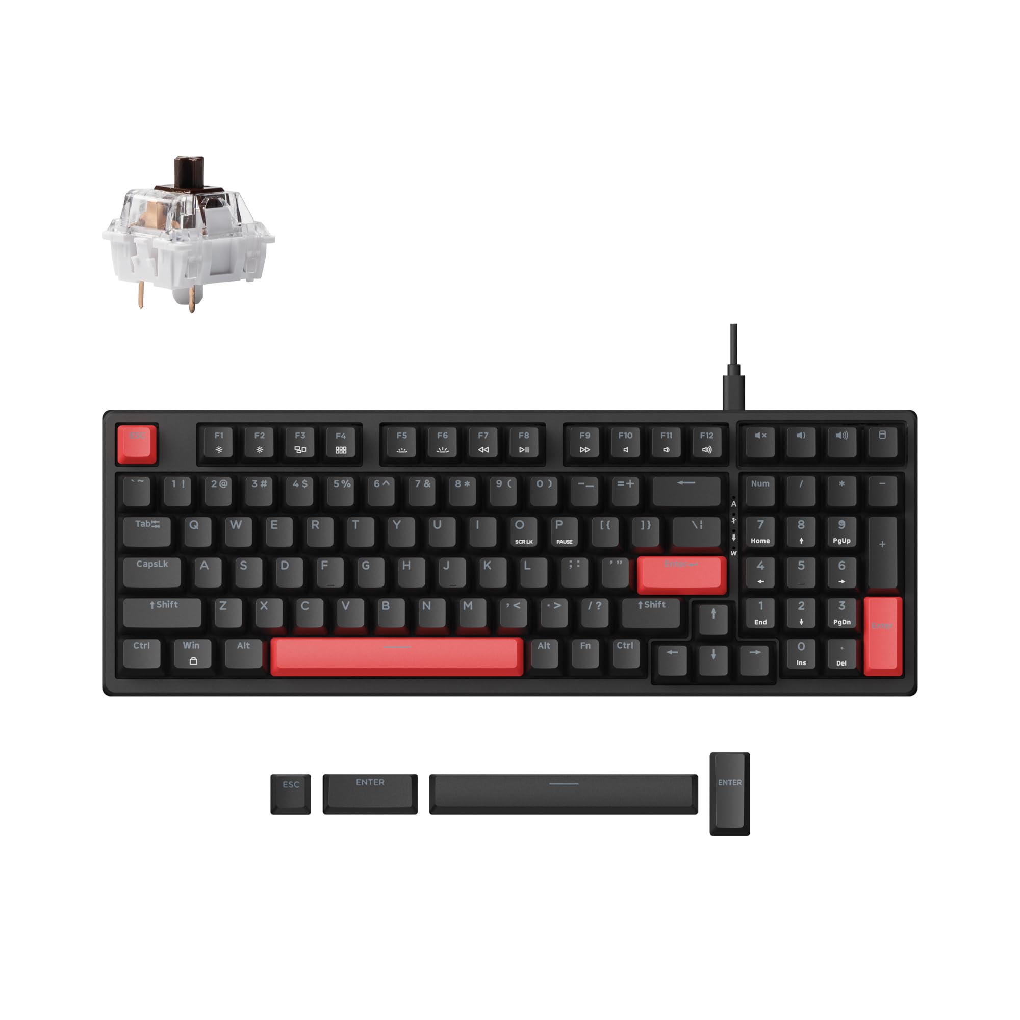 LEMOKEY X5 Wired Gaming LED Backlight QMK/Launcher Mechanical Keyboard for Windows/Linux, Customize keymaps, Double-Shot keycaps, Keychron Mechanical Brown Switch, Perfect for Both Gaming and Work