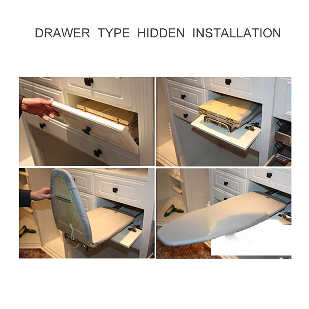 Hiding Ironing Board Foldable Ironing Station in Cabinet for Apartment & Small Room | Sturdy Folding Board, Easy-Release Lever 11.8 (W) x 5.5 (H) x Length 16.9 (L) White