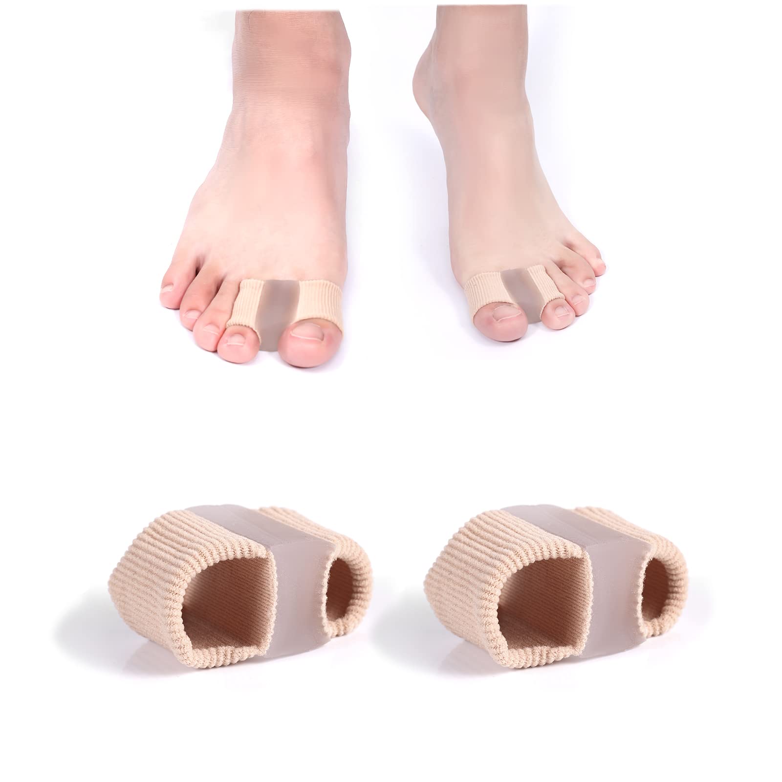Photo 1 of 2pcs Bunion Toe Separators for Overlapping Toes, Gel Toe Spacers with 2 Loops for Feet, Toe Separators Bunion Corrector for Women Men