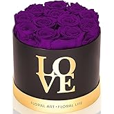 Graclect Forever Flowers in a Box, Real Rose That Last Up to 3 Years, Preserved Flowers for Delivery Prime Gifts for Her, for Mom (Purple)