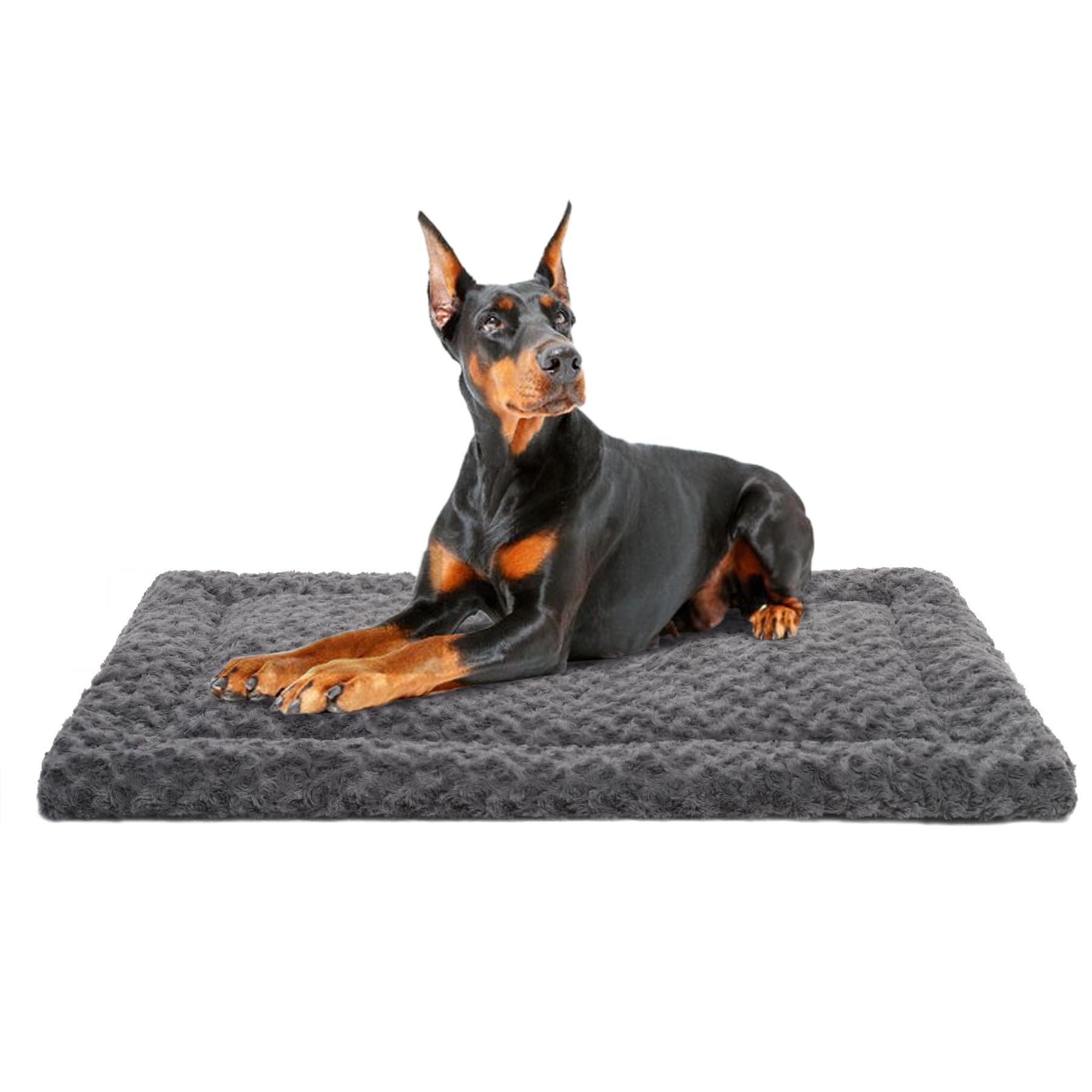 Photo 1 of Washable Dog Bed Mat Reversible Dog Crate Pad Soft Fluffy Pet Kennel Beds Dog Sleeping Mattress for Large Jumbo Medium Small Dogs, 47 x 29 Inch, Grey