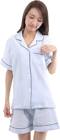 Amazon ギフツオブブリリアンス ガーゼパジャマ レディース 半袖 婦人 夏用 無地 パジャマ ルームウェアセット 通販