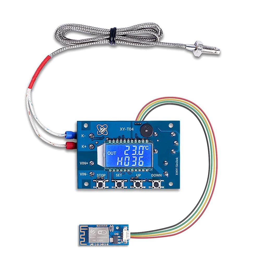 Tuabyem 12V DC Digital Temperature Controller, WiFi APP Control High Temperature Control Module -99 Celsius-999 Celsius 24V