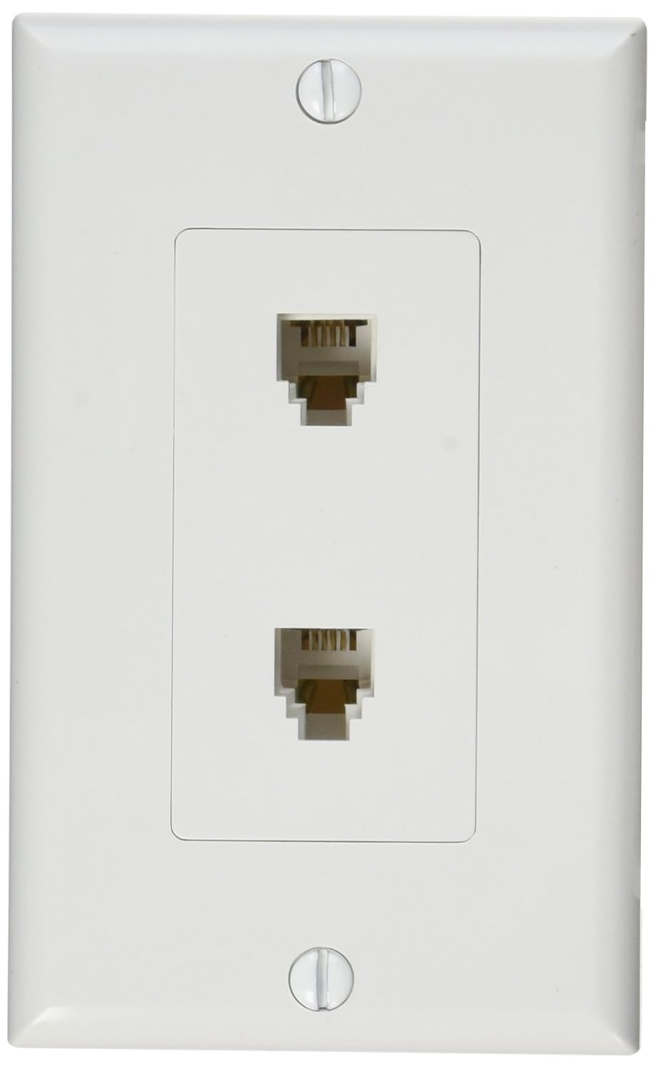 Morris 80171 Decorative Dual RJ11 4 Conductor Phone Jack Wall Plate, 2 Piece, White
