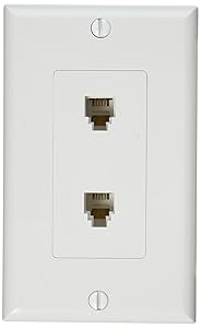 Morris 80171 Decorative Dual RJ11 4 Conductor Phone Jack Wall Plate, 2 Piece, White