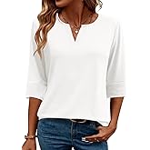 AKEWEI Women's V Neck 3/4 Sleeve T Shirts Summer Top Dressy Casual Basic Tees Shirt Tunic Blouses