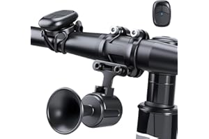 ‌POWVINE 120dB Loud Bike Horn,Bicycle Horn with Anti-Theft,Electric Horn with Wireless Remote USB-C Rechargeable & Suspension Mount Bike Horn for Adults Bike,Scooter, Ebike, IPX5 Waterproof