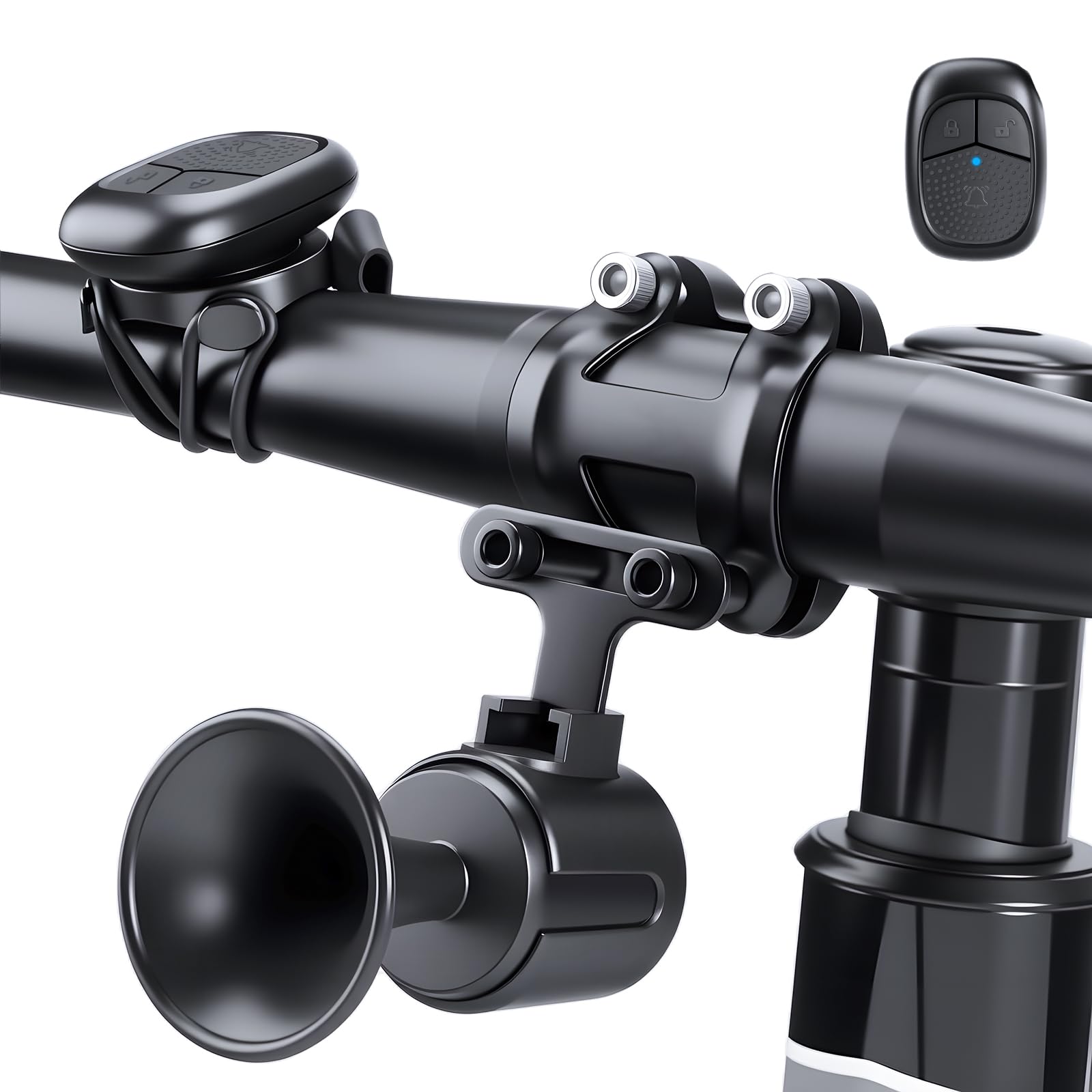 Photo 1 of ?POWVINE 120dB Loud Bike Horn,Bicycle Horn with Anti-Theft,Electric Horn with Wireless Remote USB-C Rechargeable & Suspension Mount Bike Horn for Adults Bike,Scooter, Ebike, IPX5 Waterproof