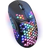 LED Wireless Mouse for Laptop,2.4G Rechargeable RGB Light up Cordless Mouse with USB&Type-c Receiver for PC Computer,Breathin