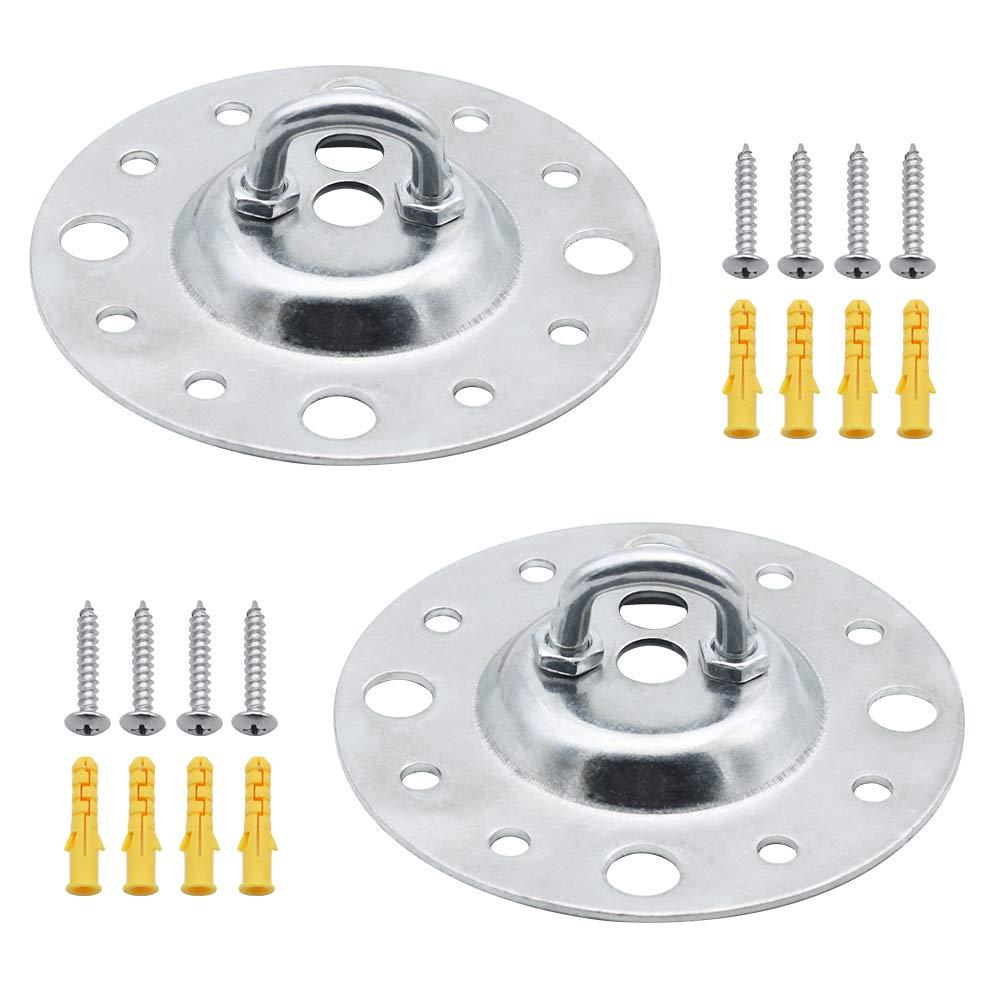 KingYH 2 Pack Wall Ceiling Mount Pad Eye Plate Bracket 115 mm Diameter Heavy Duty Suspension Strap Trainer Hook with Screws for Suspension Straps Fitness Training Yoga Swing Resistance Band