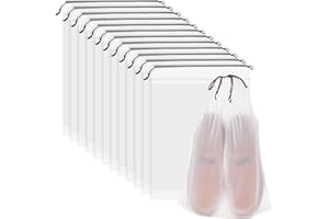 Coumy 12 Pcs Shoe Bags for Travelling, Clear Shoe Travel Bag Waterproof Shoe Bag 15.7x11.8 Inch, Portable Drawstring Suitcase