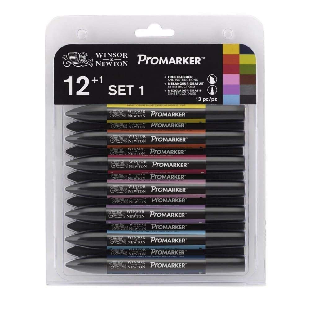 Letraset ProMarker Set No.1 - Pack of 1 (12 Colours and Free Blender)
