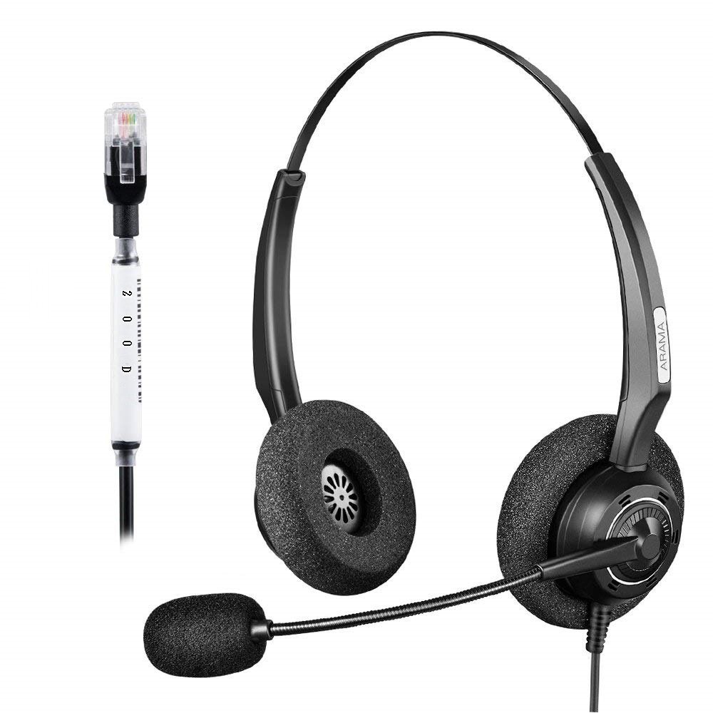 Arama Headset RJ-200S with Microphone for Plantronics: A100 S10,RJ Mono  Telephone Headset with Noise Cancelling and Hands-Free for Plantronics  InterTel ...