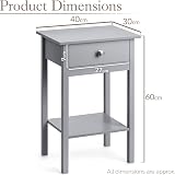 CHRISTOW Grey Bedside Table With Shelf Drawer 60cm x 40cm x 30cm view 7
