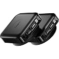 Fasgear Retractable USB C Cable Desk Mount, 2 Pack, 4.6ft, Black | 60W PD/PPS Fast Charging, 360° Rotatable, Flat Cable, USB