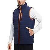 baleaf Men's Fleece Lined Puffer Vest Lightweight Warm Sleeveless Jacket with Full Zip Winter Vest for Golf Running