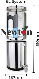 NEWTON Gravity Water Filter System Fluoride Limescale Heavy Metal 6L Stainless view 4