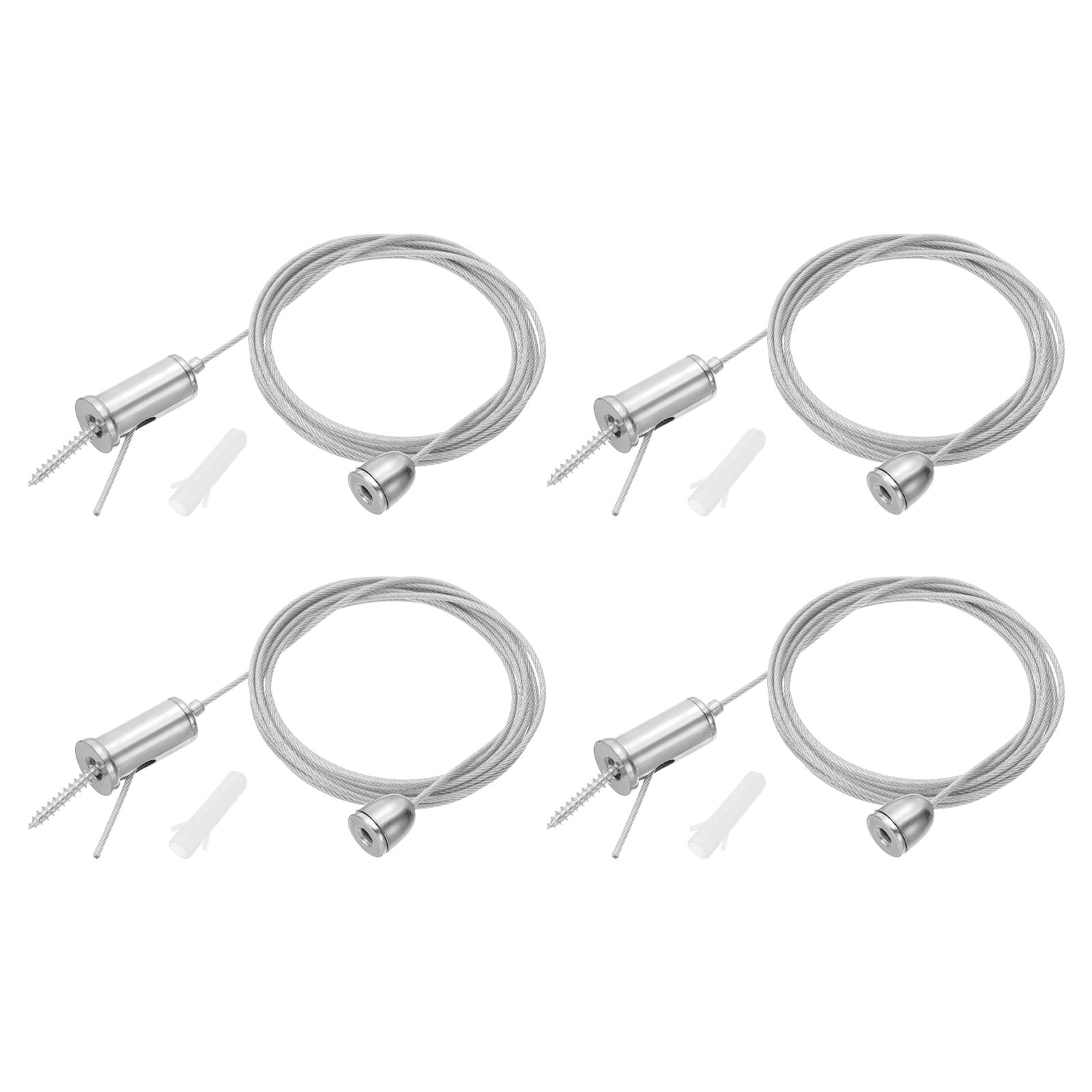 PATIKIL Ceiling Hanging Wire Cable Kit, 2m/6.6ft 4 Set Adjustable Light Suspend Cable Kit Panel Hanging Rope Clamp for Pendant Light Fitting Aquarium Lights, Style 3