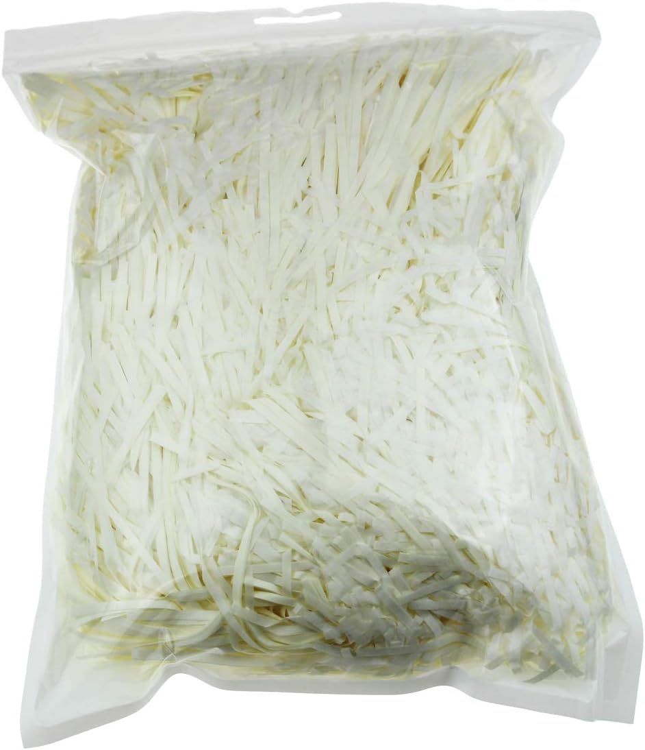 200 Grams Raffia Paper Hamper Shreds & Strands Shredded Crinkle Confetti for DIY Gift Wrapping & Basket Filling (Cream)