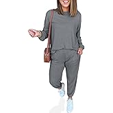 Tankaneo Womens 2 Piece Outfits Lounge Sets Casual Long Sleeve Crewneck Pullover Sweatshirt Jogger Sweatpants Tracksuit Set