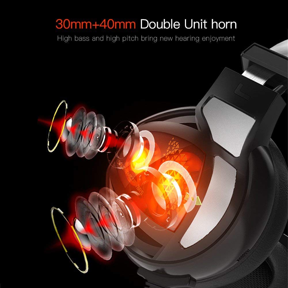 Ranipobo Stereo Gaming Headset, 7.1 Surround Sound USB Computer Kopfhörer mit Mikrofon Noise Cancelling (Schwarz)