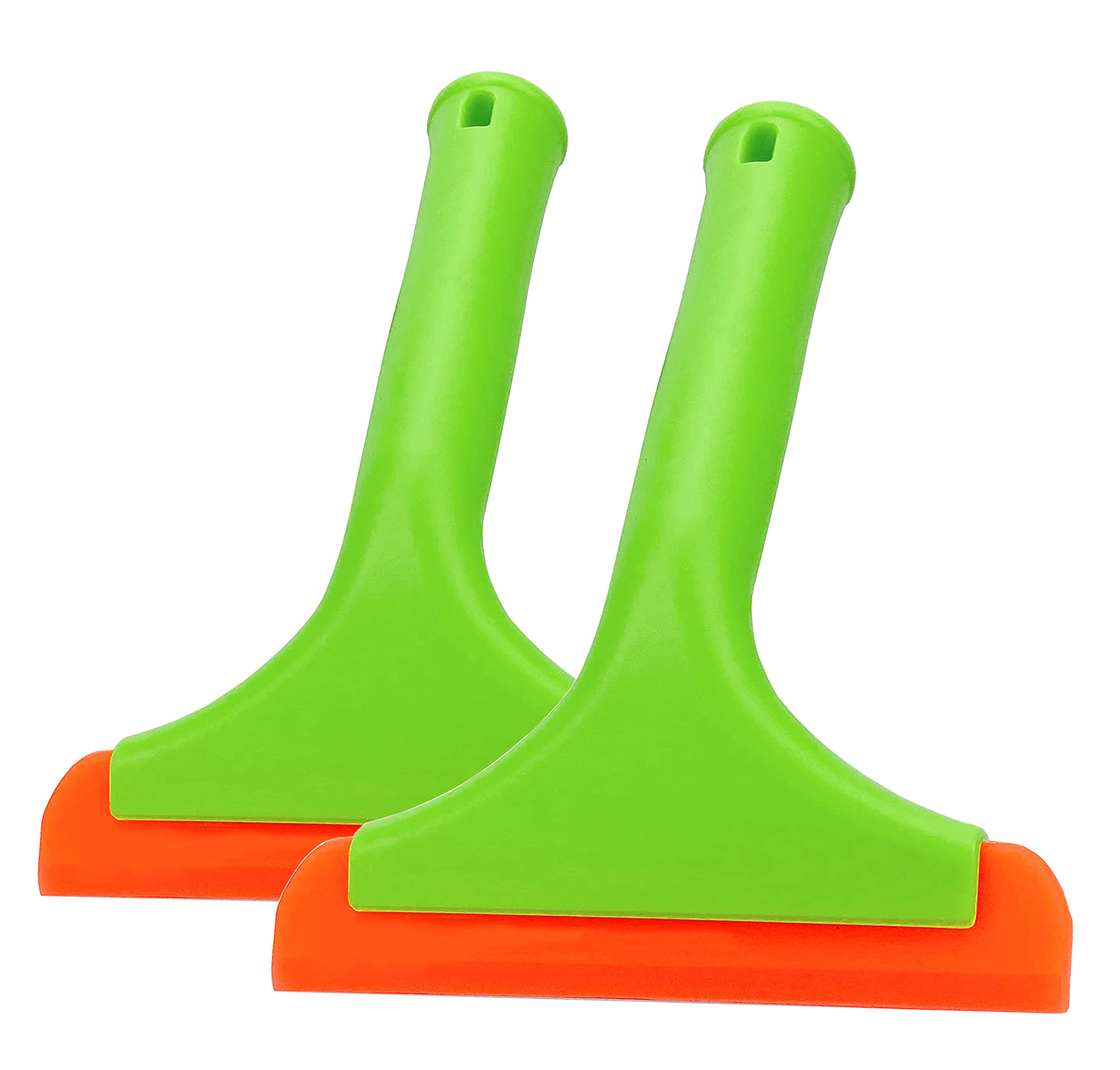 LinYesh 2PCS Window Squeegee with Handle, Flexible Rubber Squeegee, Shower Squeegees, for Glass, Mirrors, Car Windows, Bathroom, 6 INCH, Light Green