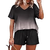 CARCOS Womens Plus Size 2 Piece Outfits Summer Shorts Sets Lounge Set Track Suits Vacation Outfits with Pocket XL-5XL