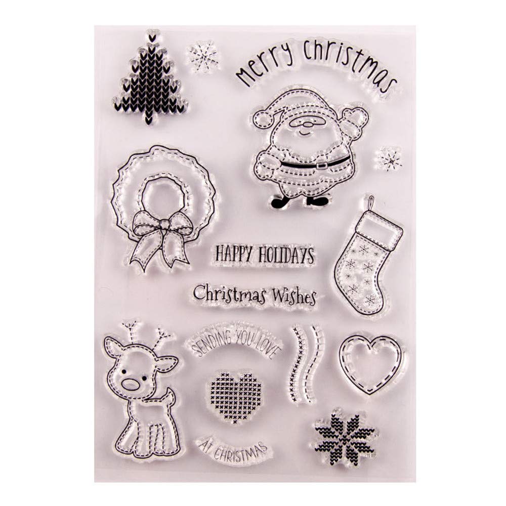 arriettycraft Merry Christmas Decors Deer Elk Socks Balls Santa Clear Stamps for Cards Making Decoration and Scrapbooking Rubber Stamps for Craft