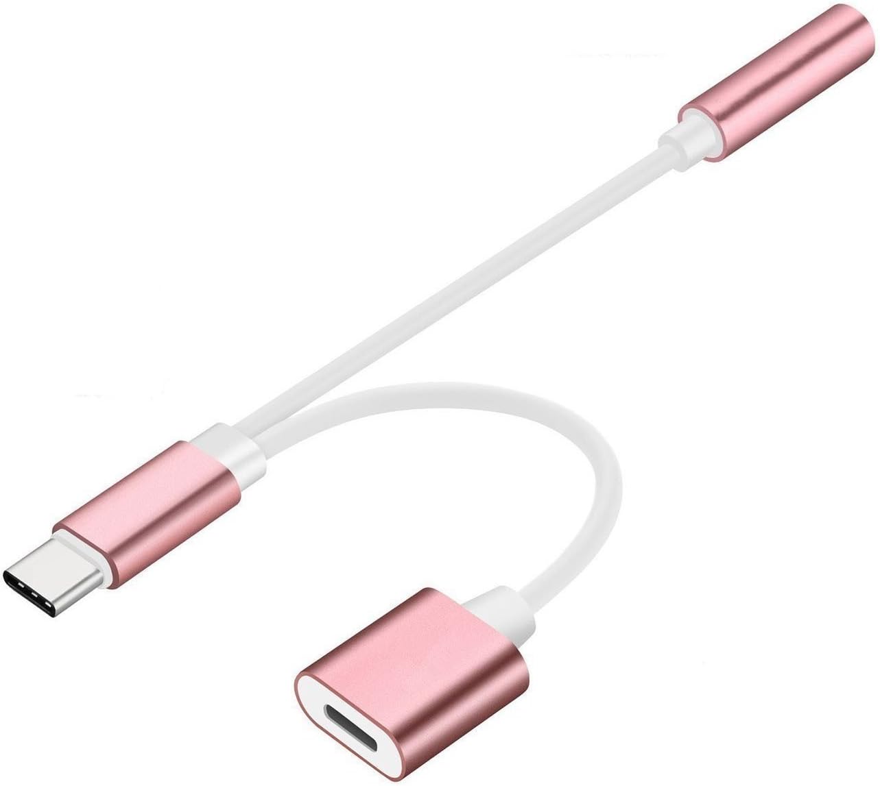 Geekercity 2 in 1 USB-C to 3.5mm Audio Adapter, USB Type C Cable Fast Charge to 3.5mm Audio Jack Headphone Adapter Converter Supports Audio and Charging for Motorola MotoZ, Letv Le Pro 3