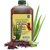 Aloe Vera, Hibiscus (Jamaica) Herbal Supplement &ndash; 33.8 fl oz (1.05 qt / 1L) &ndash; with Vitamin C for Digestive &amp; Immune Support